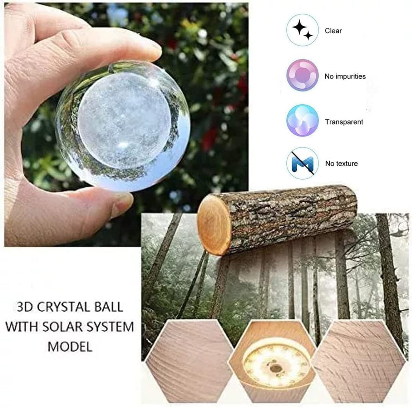 3D Solar Crystal Ball Luminous Night LightTable Lamp